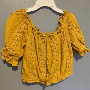 Off the shoulder yellow top